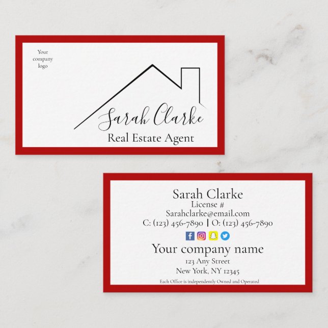 Red Roof Top Business Card Visitenkarte (Vorne/Hinten)