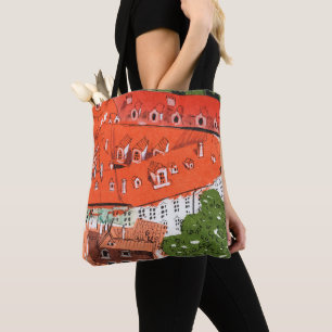 Red Roofs Prag Tschechische Stadt Papier Collage T Tasche