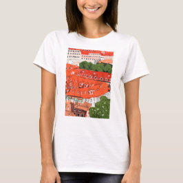 Red Roofs Prag Tschechische Stadtbild Papier Colla T-Shirt