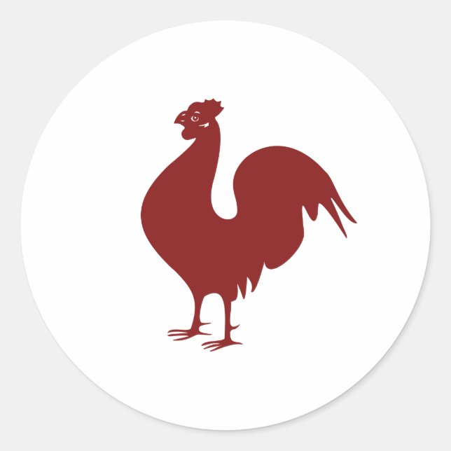 Red Rooster aus einer antiken Illustration angepas Runder Aufkleber (Vorderseite)