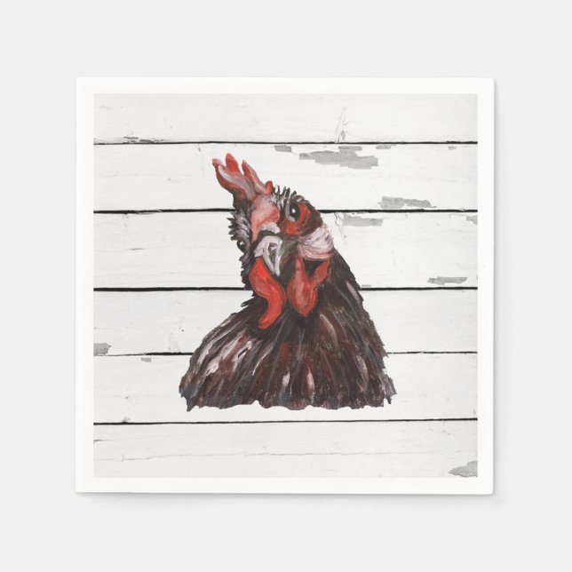 Red Rooster Barnyard Party Farmhouse Style Serviette (Vorderseite)