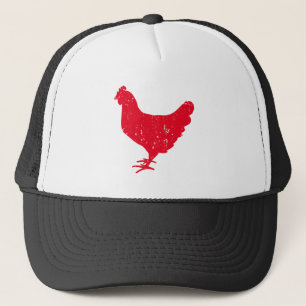 Red rooster chicken trucker hat truckerkappe