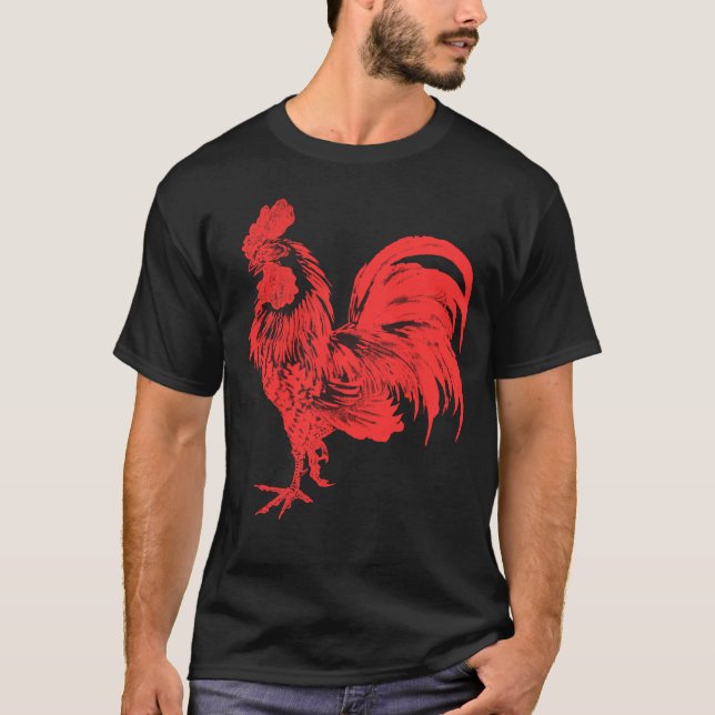 Red Rooster Cocky Vintag Rooster T-Shirt (Vorderseite)
