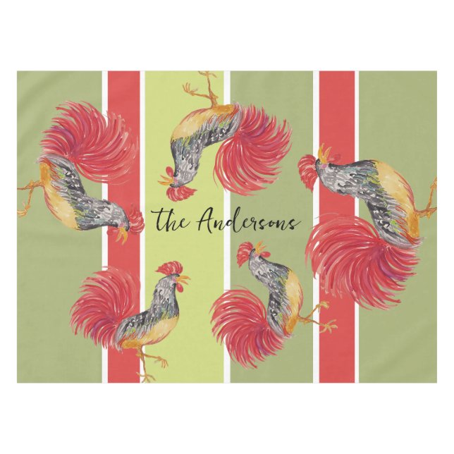 Red Rooster Watercolor Illustration Tischdecke (Vorderseite (Horizontal))