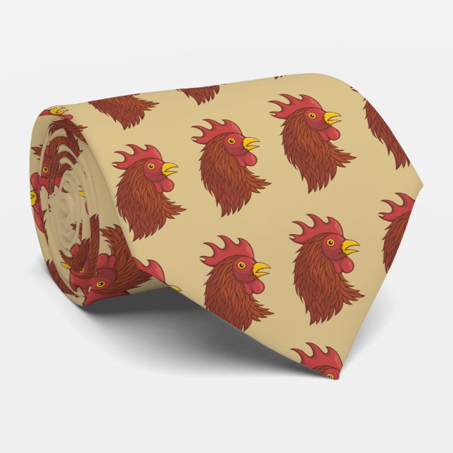 Red Rooster's Head Krawatte (Gerollt)