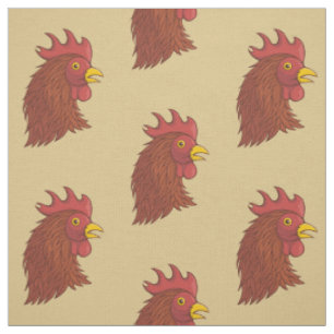 Red Rooster's Head Pattern Stoff