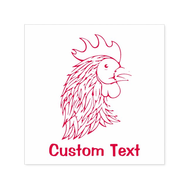 Red Rooster's Head Permastempel (Design)