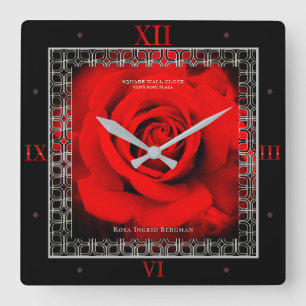 Red Rose [Acrylic Wall Clock] Quadratische Wanduhr