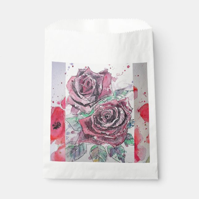 Red Rose Art Flower Foral Party Favoriser les sacs (Devant)