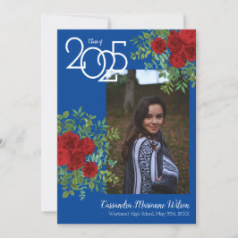 Red Rose Bleu Faire-part de graduation photo