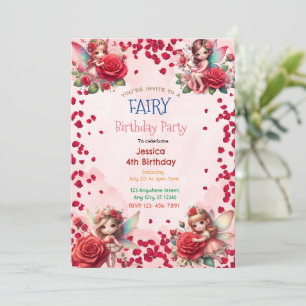Red Rose Fairy : Enchanted Invitation d'anniversai