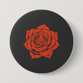 Red Rose Floral Design - Large Button