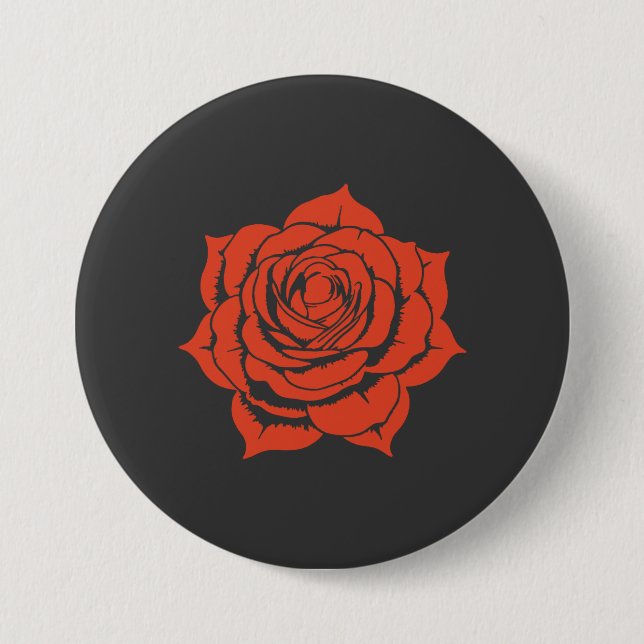Red Rose Floral Design - Large Button (Vorderseite)