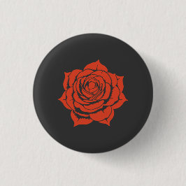Red Rose Floral Design - Small Button