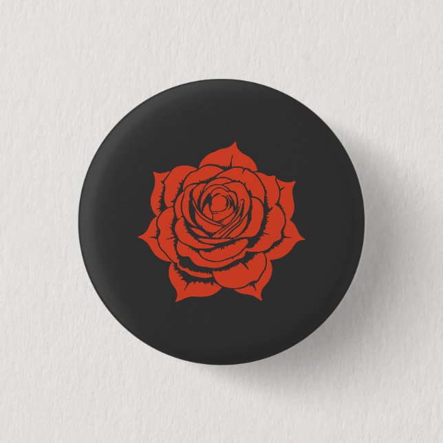 Red Rose Floral Design - Small Button (Vorderseite)