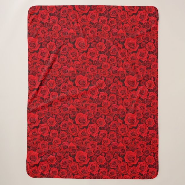 Red Rose Floral Sherpa Blanket Sherpadecke (Vorderseite)