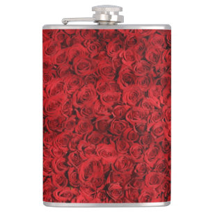 Red Rose Flowers Flachmann