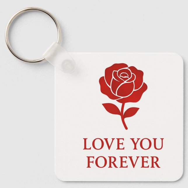 Red Rose Forever Love Symbol Valentine Pocket Schlüsselanhänger (Vorderseite)