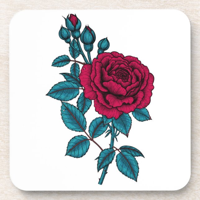 Red Rose Getränkeuntersetzer (Vorderseite)