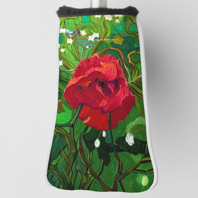 RED ROSE  GOLF HEADCOVER (Rotieren 90)