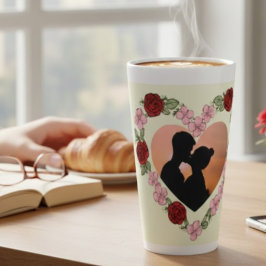 Red Rose Heart Couple Silhouette Large Latte Mug  Milchtasse