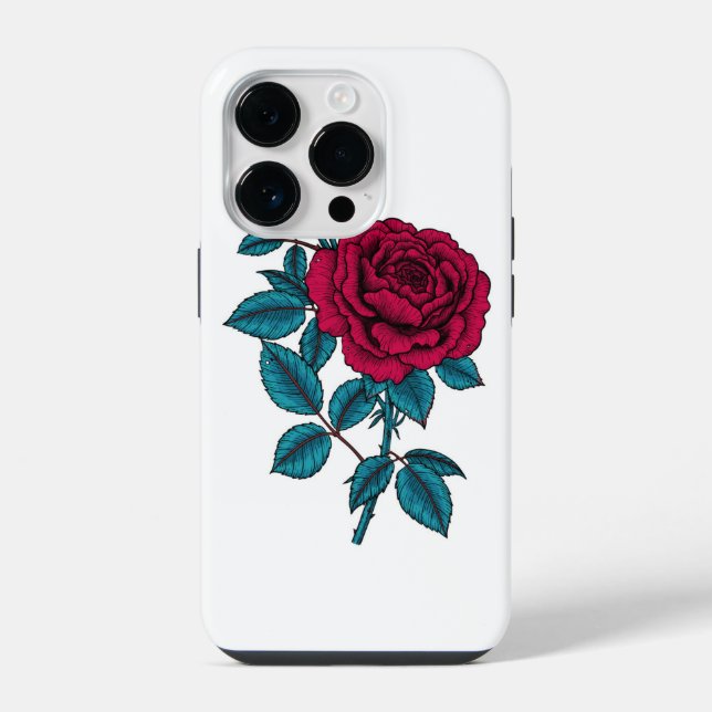 Red Rose iPhone 14 Pro Hülle (Rückseite)