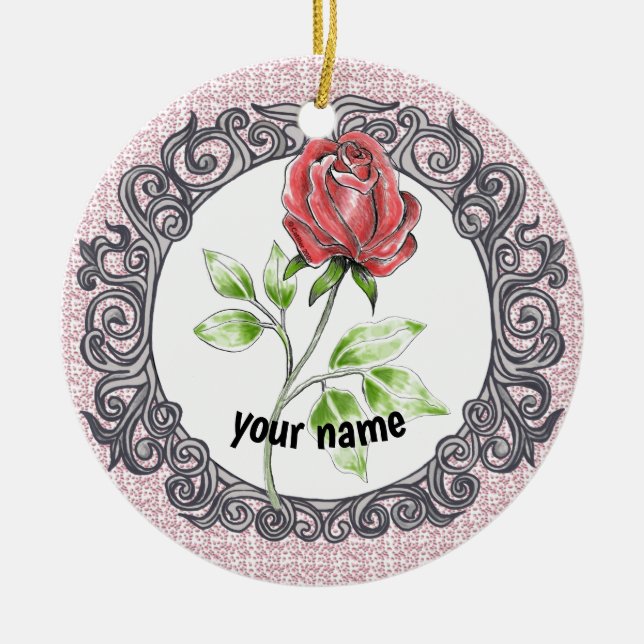 Red Rose Keramik Ornament (Vorne)