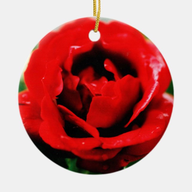 Red Rose Love   Keramik Ornament (Vorne)