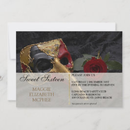 Red Rose Masquerade Invitation d'anniversaire