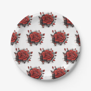 Red Rose Pappteller