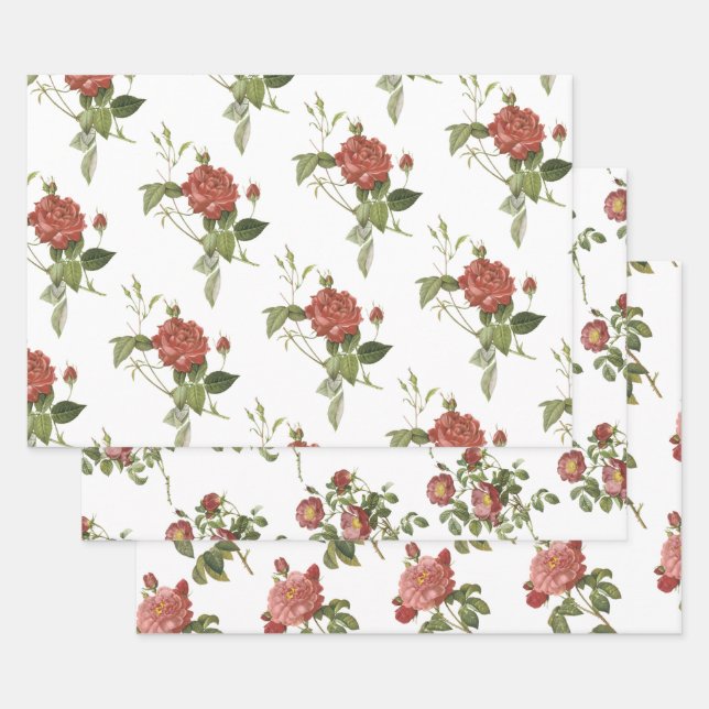 Red Rose Pattern Geschenkpapier Set (Set)