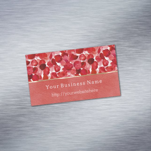 Red Rose Petals Floral Business name website Magnetische Visitenkarte (Beispiel)