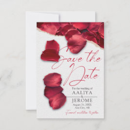 Red Rose Petals Save the Wedding Date Invitation Einladung