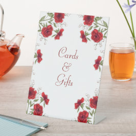 Red Rose Romantic Wedding Cards Gift Sign Sockelschild