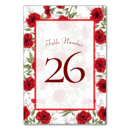 Red Rose Romantic Wedding Tischnummer