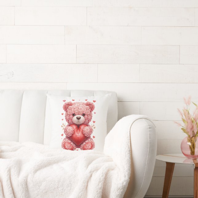 “Red Rose Teddy Bear – Cute Valentine Gift for Her Kissen (Liege)