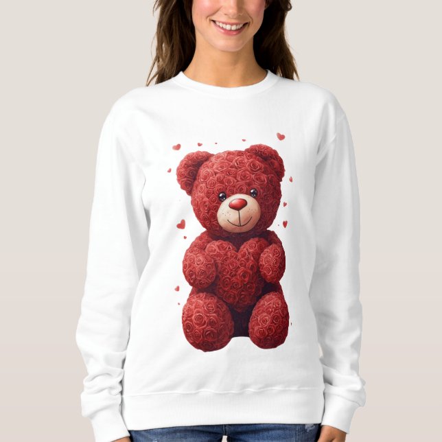 “Red Rose Teddy Bear – Cute Valentine Gift for Her Sweatshirt (Vorderseite)