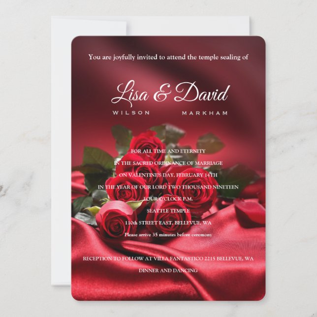 Red Rose Temple Mariage et Invitation de réception (Devant)
