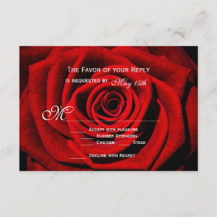 Red Rose Valentine's Day Wedding Cartes RSVP
