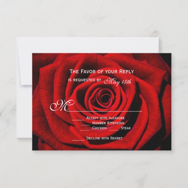 Red Rose Valentine's Day Wedding Cartes RSVP (Devant)