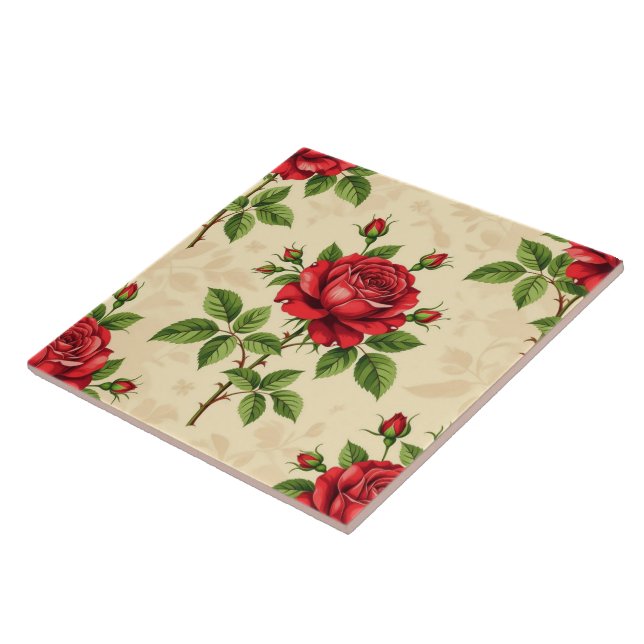 Red rose vintage pattern fliese (Seite)