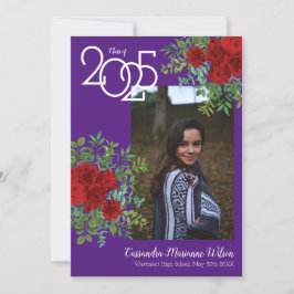 Red Rose violet photo Faire-part de graduation