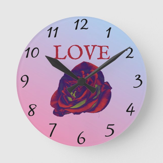 Red Rose Wall Clock Runde Wanduhr (Vorderseite)