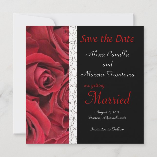 Red Rose Wedding Enregistrer la carte de date (Devant)