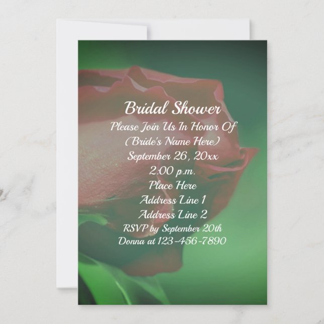 Red Rosebud Floral Bridal Shower  Einladung (Vorderseite)