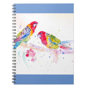 Red Rosella Parrot Watercolor MalNotebook Notizblock