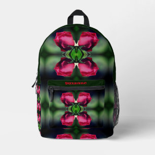 Red Rosenknospe Bending Abstrakt Personalisiert Bedruckter Rucksack