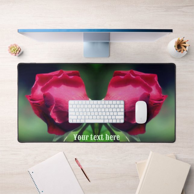 Red Rosenknospe Bending Blume Personalisiert Schreibtischunterlage (Büro 1)