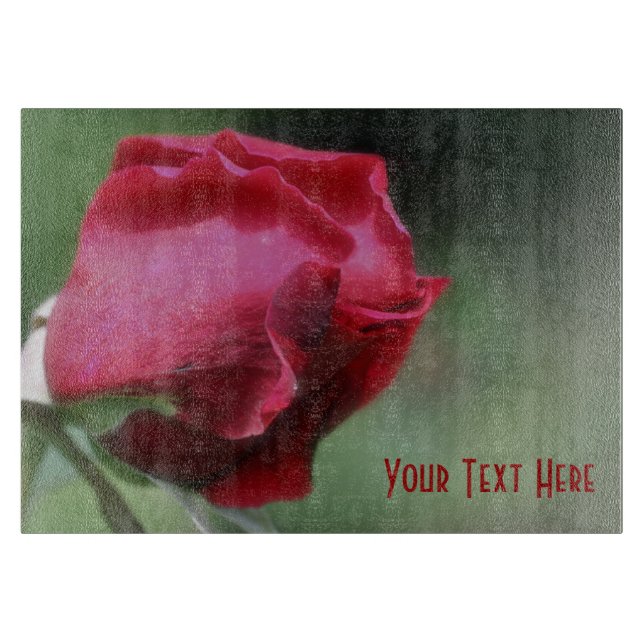 Red Rosenknospe Blume Nature Schneidebrett (Vorderseite)