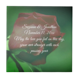 Red Rosenknospe Blume Personalisiert Wedding Fliese